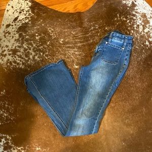 Women’s high rise flare, medium wash